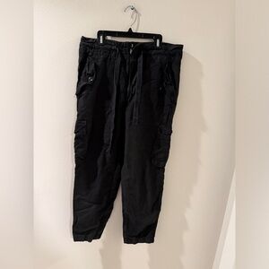 Vince Size (XS) Extra Small Linen‎ Blend Drawstring Cropped Cargo Pants in Black